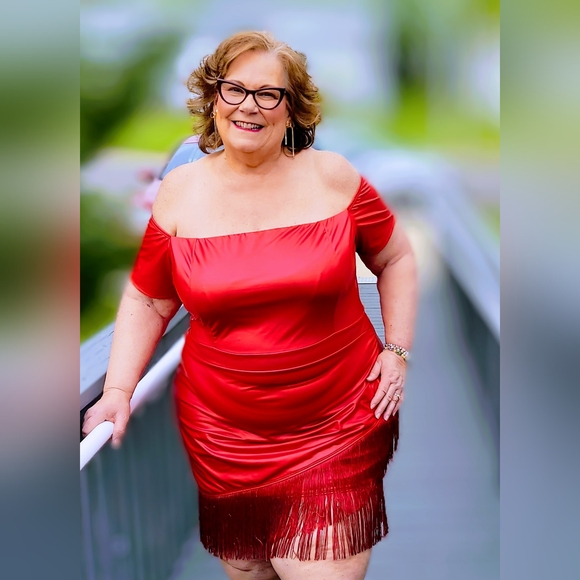 NEW NWOT CurvySense Plus Size Senorita Red Faux Leather Dress - Picture 1 of 7